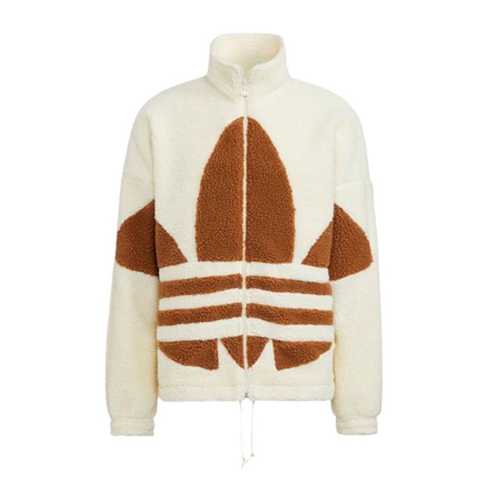 Áo Khoác Adidas Big Trefoil Sherpa Jacket Sports Casual Winter Top HR3181 Màu Kem Nâu Size XS